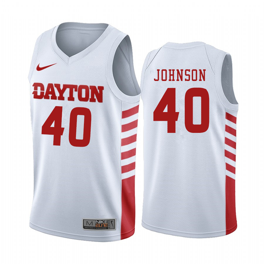 Men #40 Chase Johnson Dayton Flyers College Basketball Jerseys Sale-White